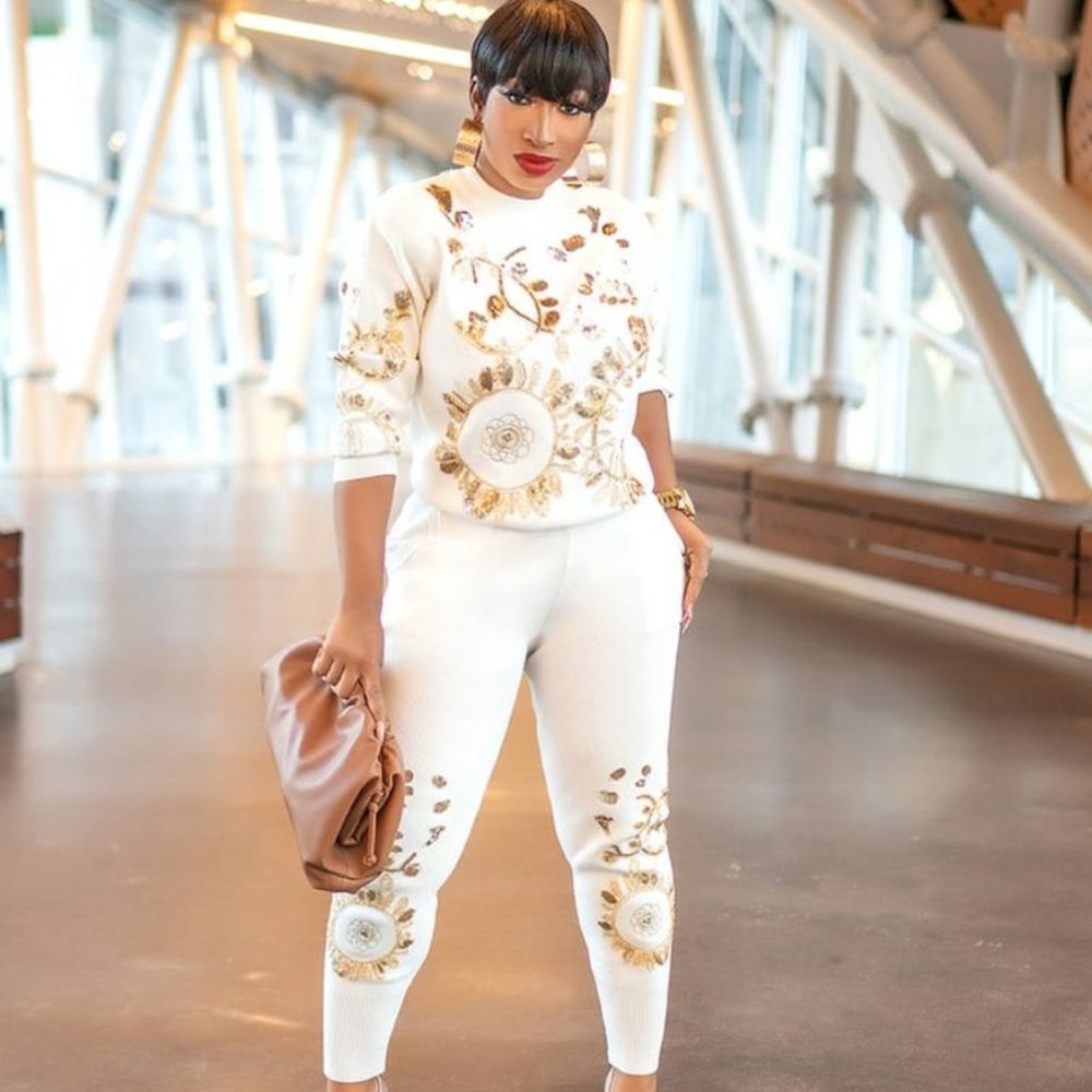 GOLD SEQUIN Embellished Two Piece Sweater